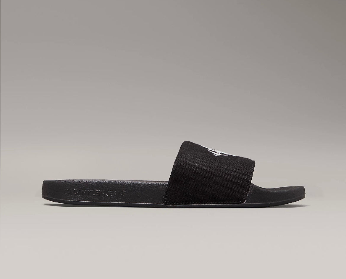 Ciabatta Tela Logo, Nero/Bianco - Calvin Klein