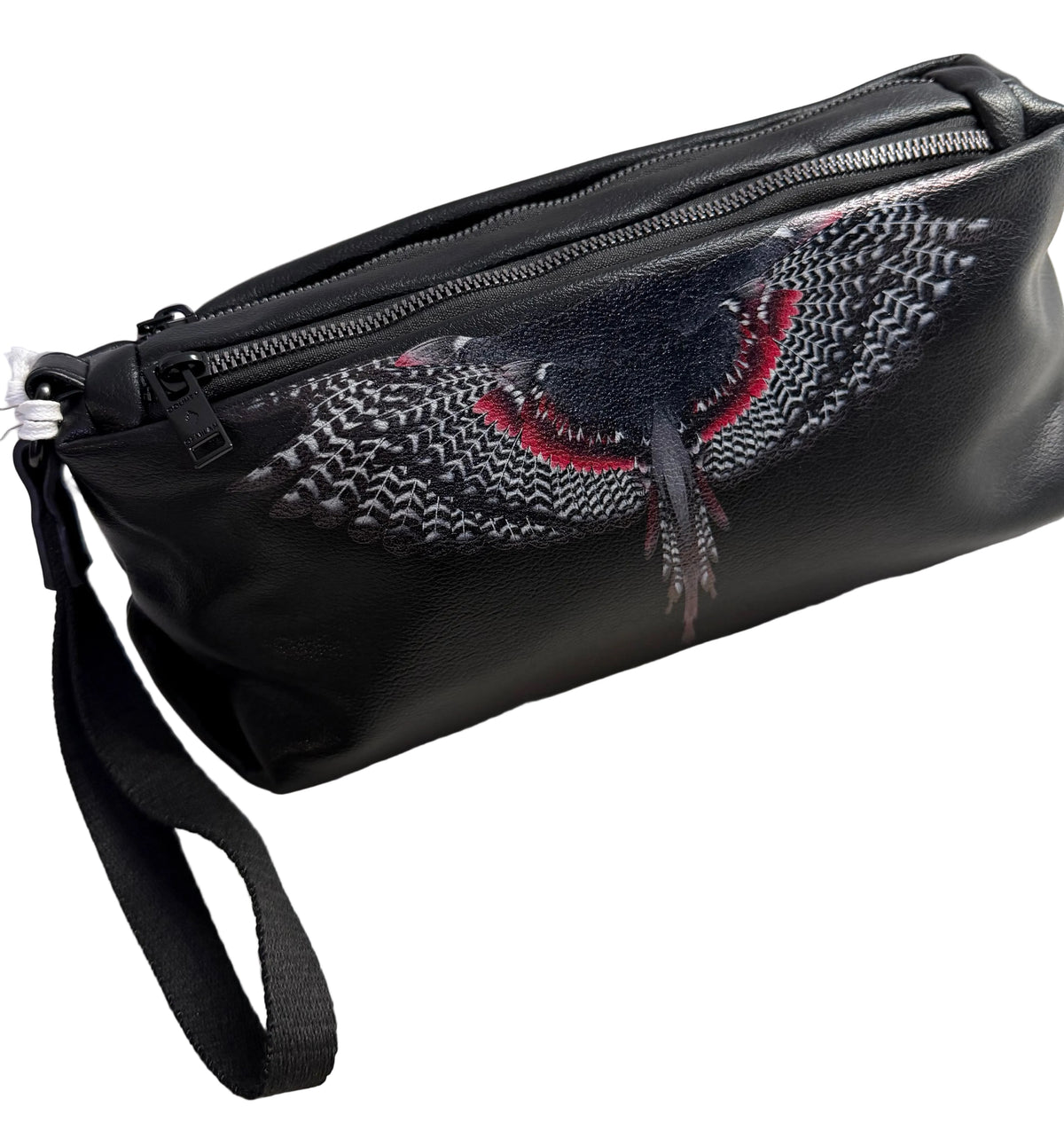Borsello Double Zip Black/Red Wings, Nero - County Of Milan