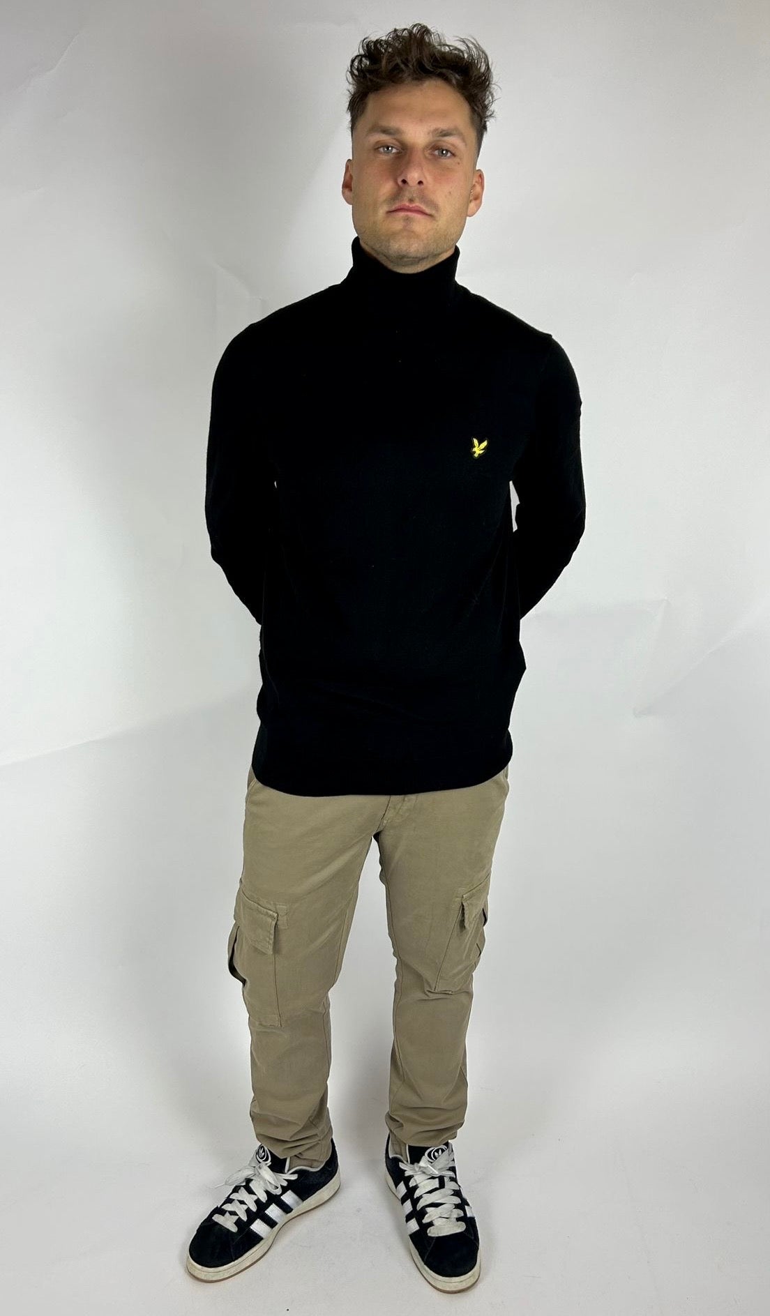 Cotton Merino Turtleneck Jumper, Jet Black - Lyle&Scott