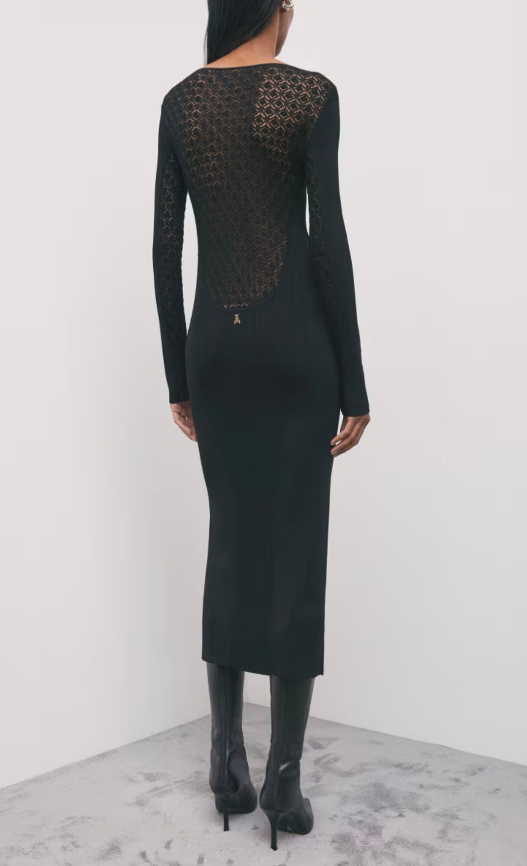 Abito Midi Effetto Pizzo, Nero - Patrizia Pepe