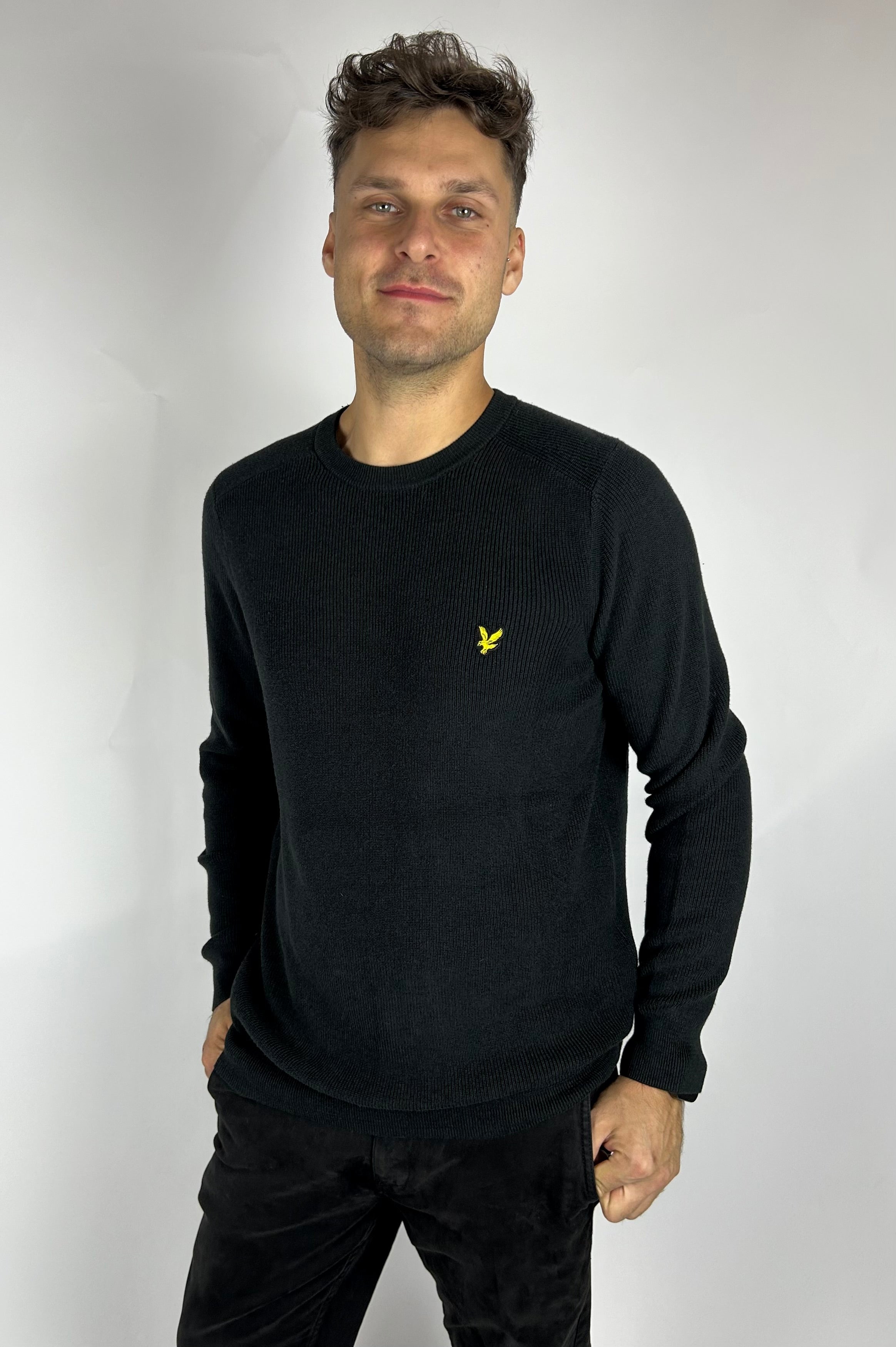 Engineered Rib Crew Neck, Black Ice - Lyle&Scott