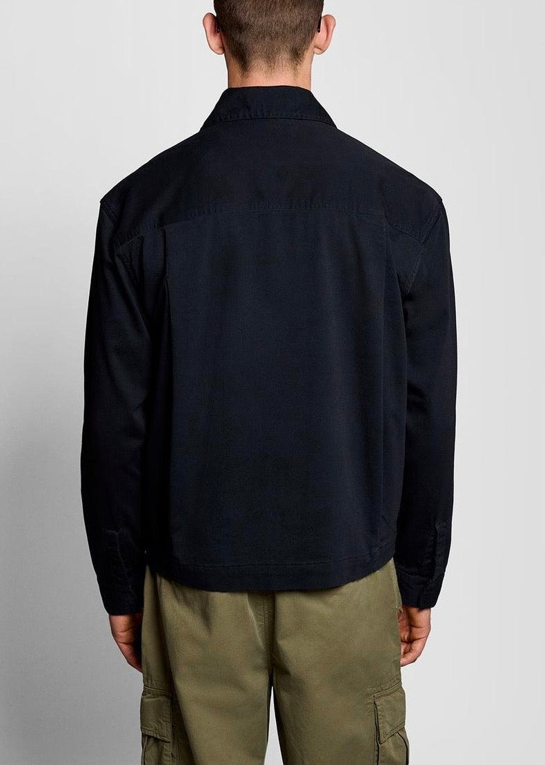 Giacca Zip Lightweight Enzyme Wash Overshirt, Dark Navy - Lyle&Scott