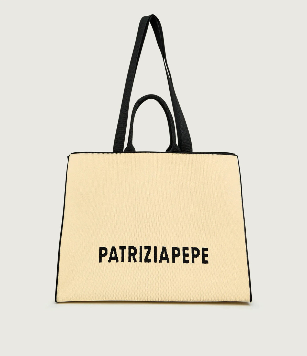 Borsa Shopper In Tessuto, Panna/Nero - Patrizia Pepe