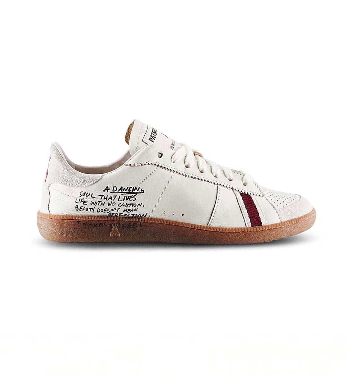 Sneaker Skin Con Lettering, Bianco/Bordeaux - Patrizia Pepe