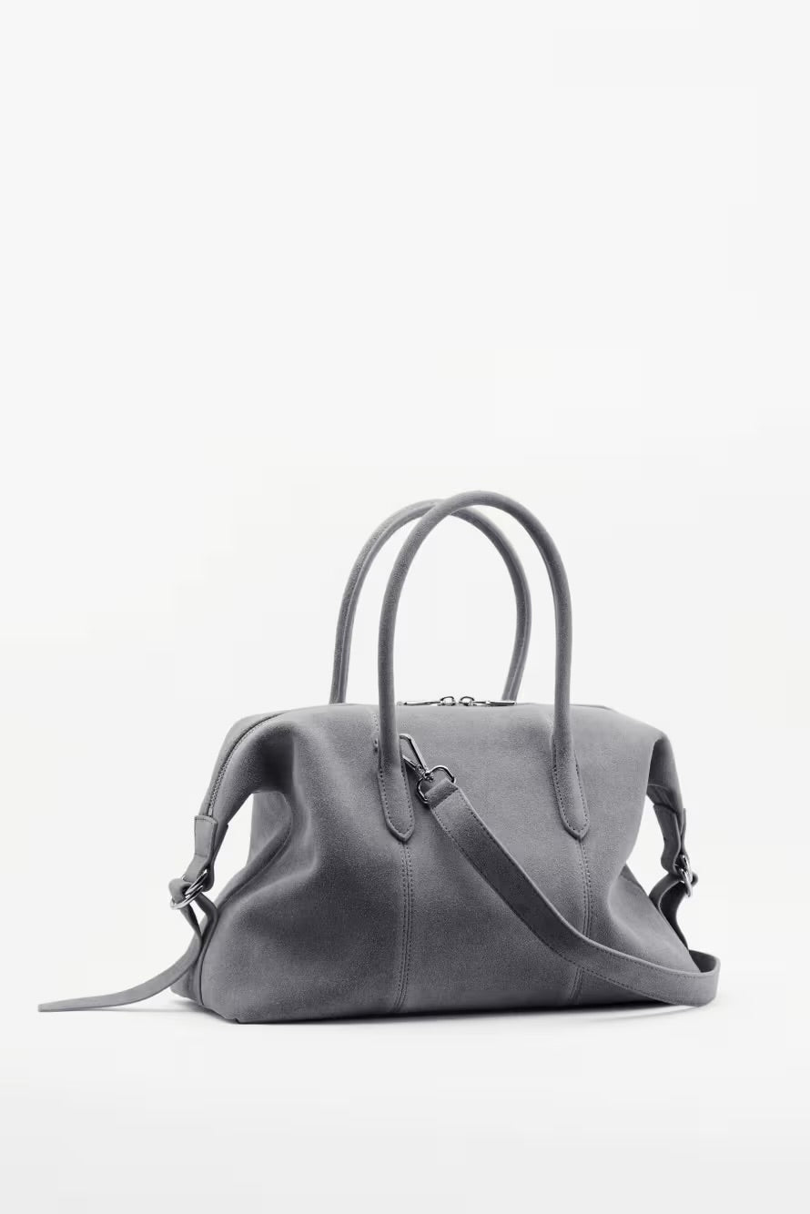 Borsa Bauletto New Business In Suede, Grigio - Patrizia Pepe