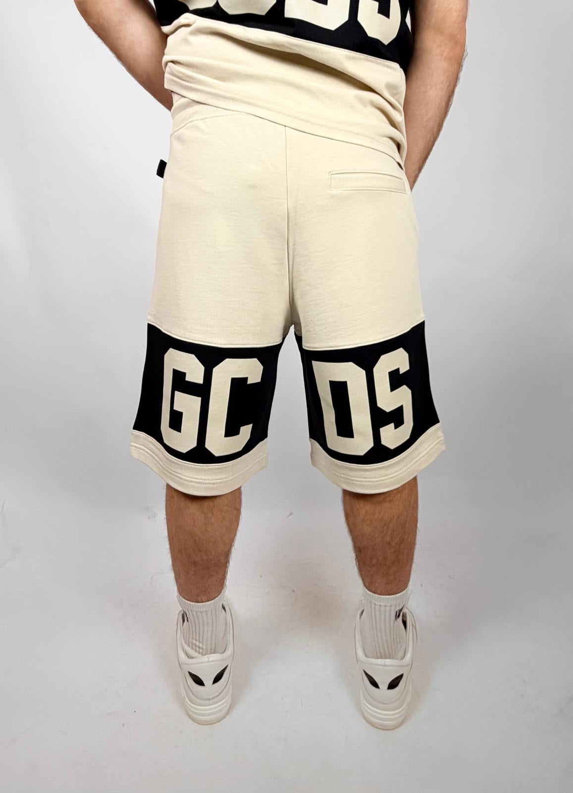 Pantaloncino Band Logo, Beige/Nero - GCDS