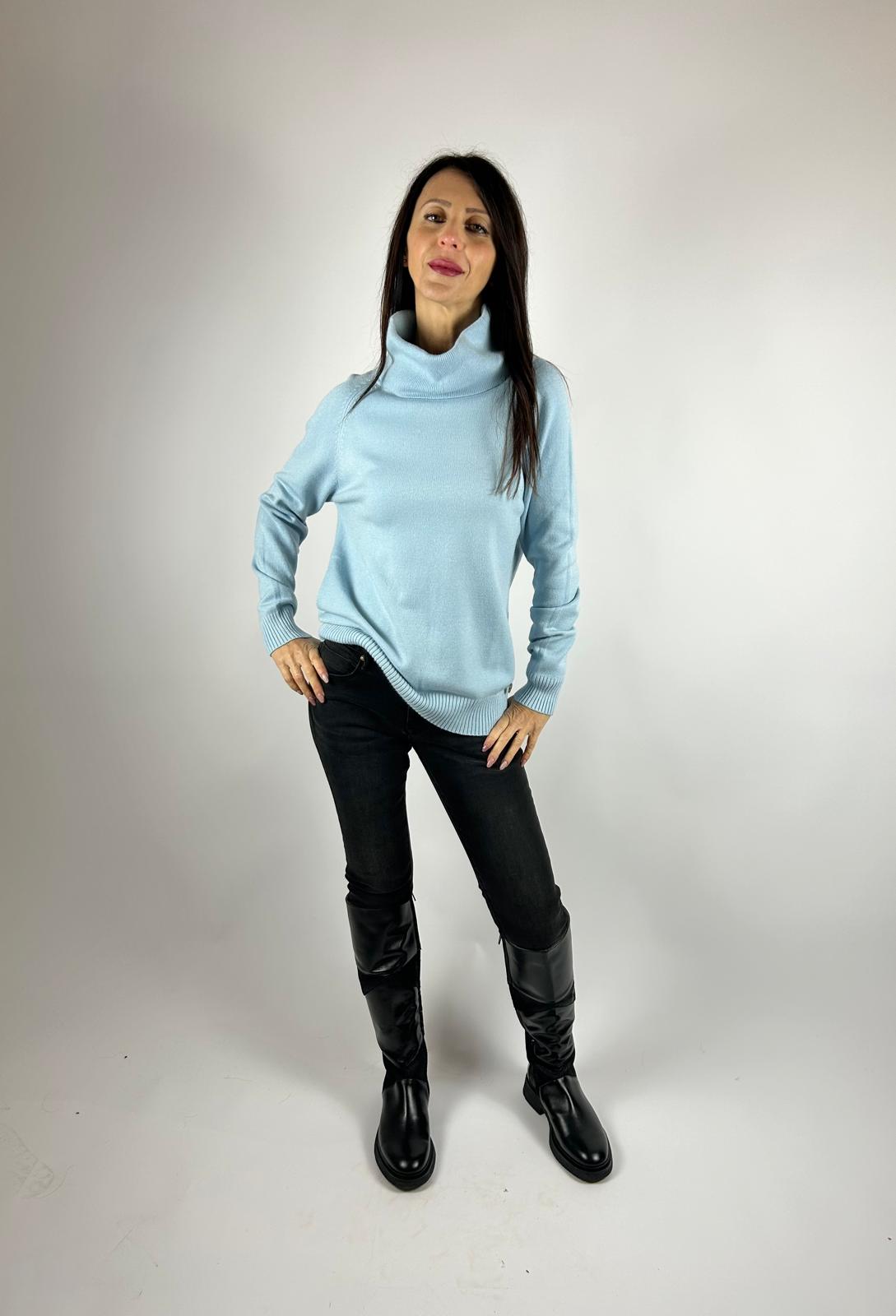 Maglioncino Collo, Celeste - White Wise