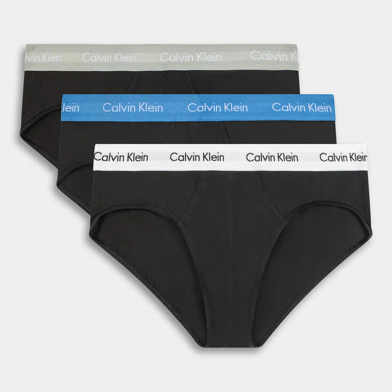 3PACK Slip Cotton Stretch, Nero/Tricolore - Calvin Klein