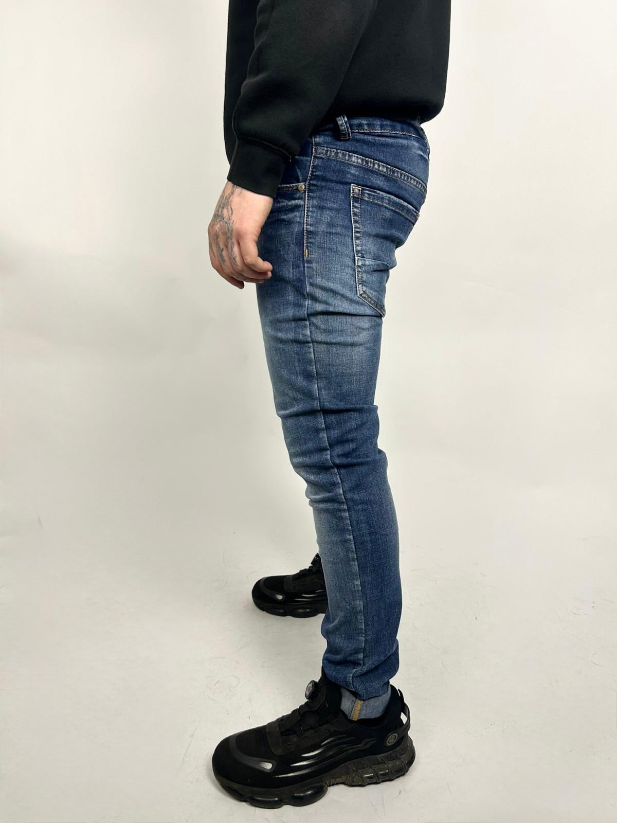 Jeans Liscio Lavaggio Blu Denim - Landek