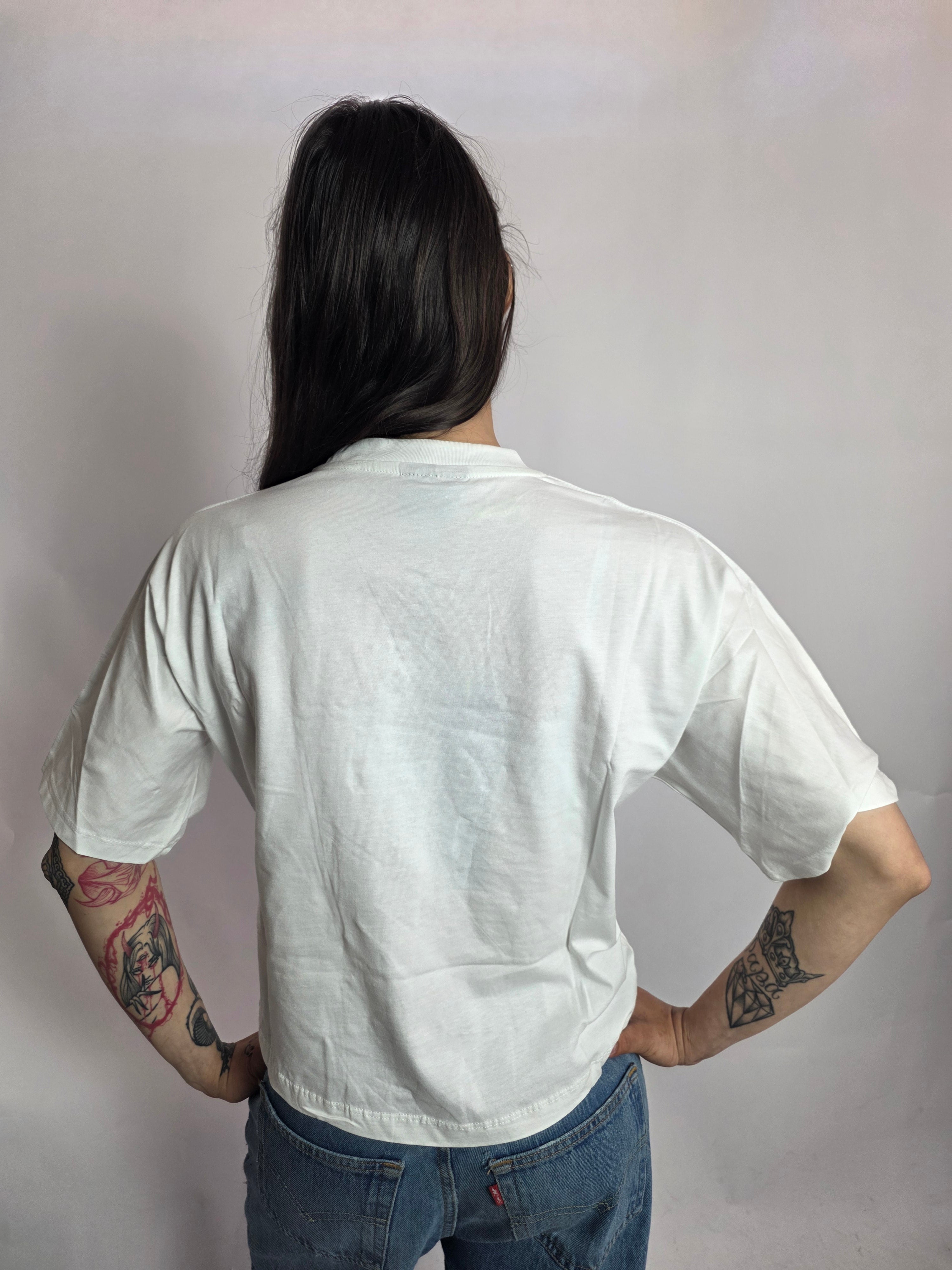 T-shirt Logo Strass, Bianco - Disclaimer