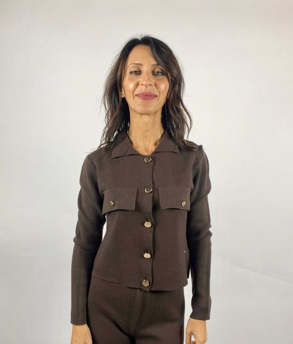 Giacca In Maglia Bottoni, Testa Di Moro - White Wise