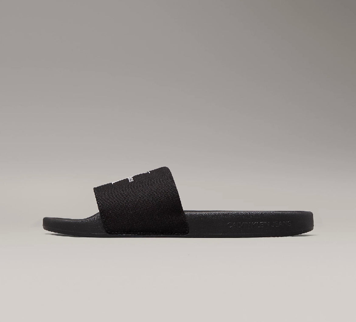 Ciabatta Tela Logo, Nero/Bianco - Calvin Klein