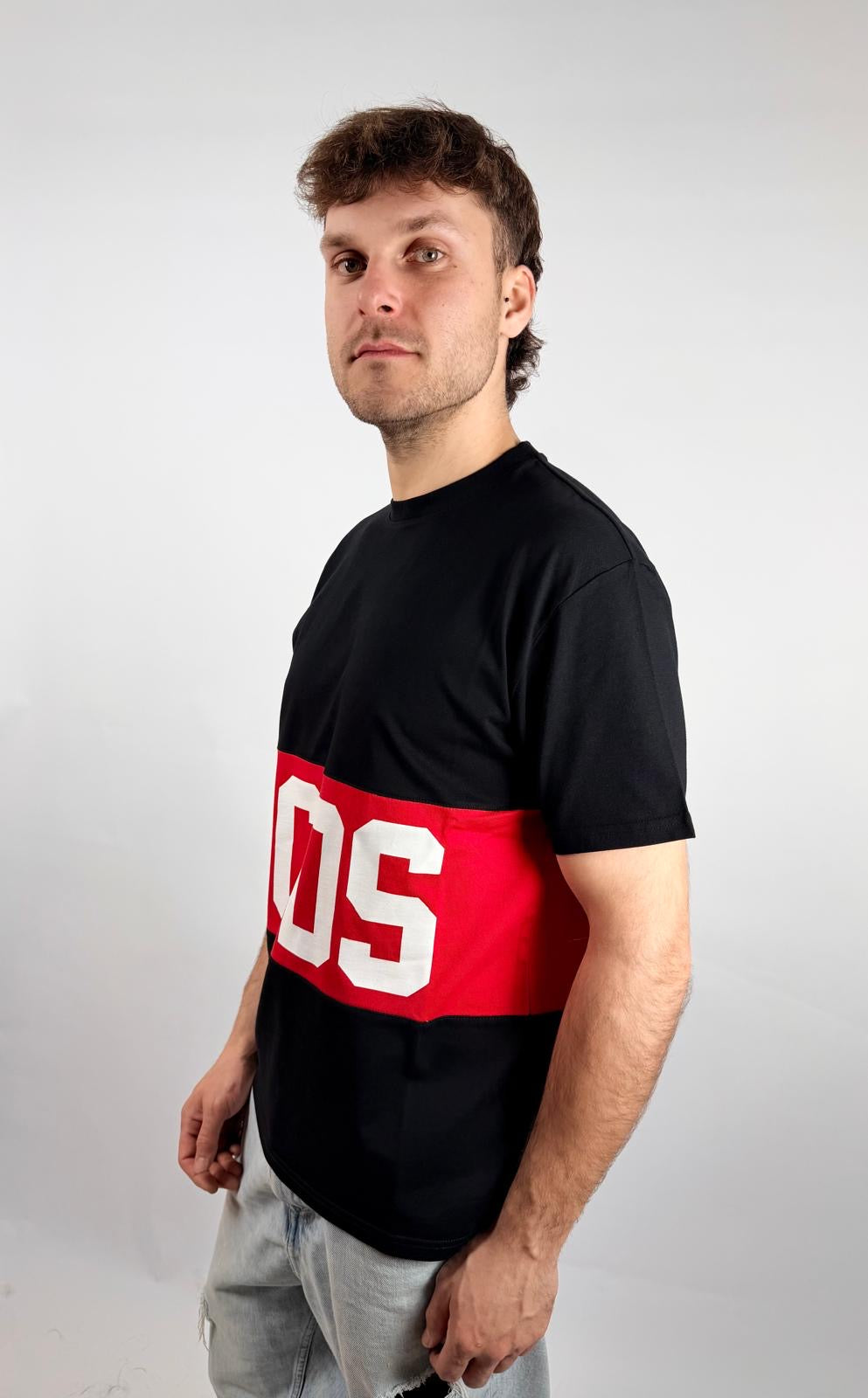 T-shirt Band Logo Oversize, Rosso/Nero - GCDS