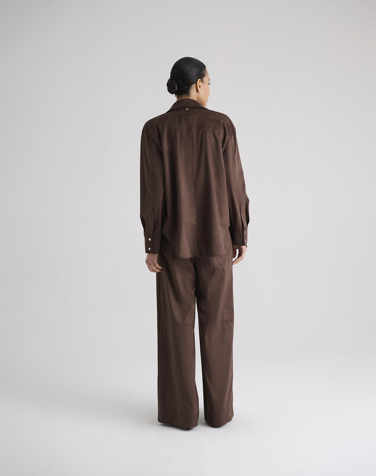 Pantalone Ampio Effetto Suede, Moro - Manila Grace