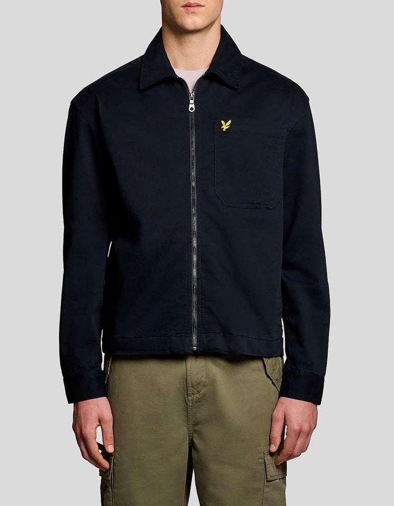 Giacca Zip Lightweight Enzyme Wash Overshirt, Dark Navy - Lyle&Scott