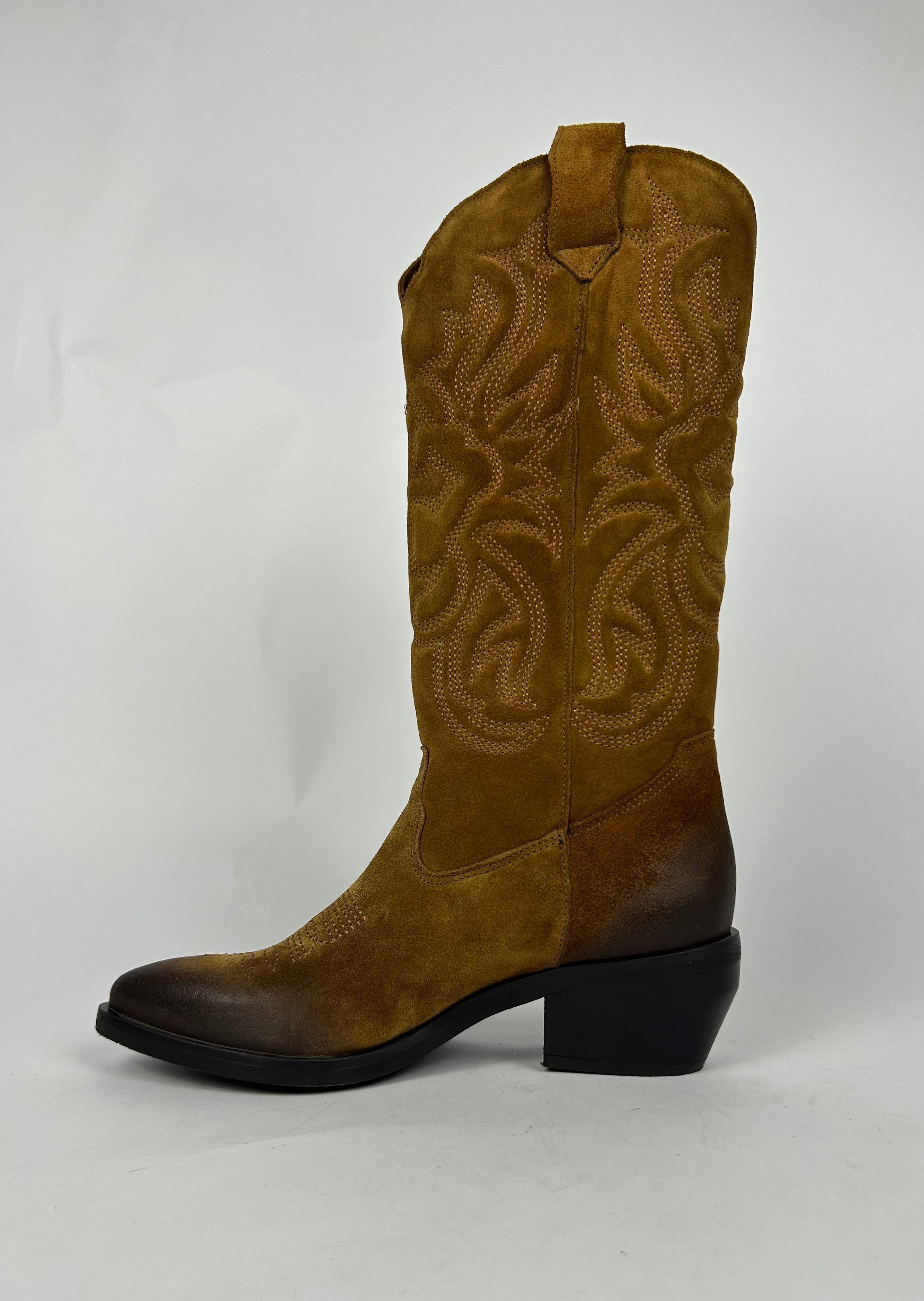 Stivale Texano Camoscio, Bruciato - Ovye