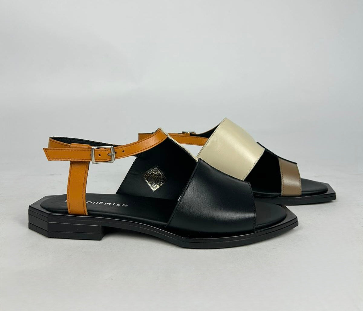 Sandalo Elegant, Burro/Nero/Arancio/Cioccolato - Le Bohemien