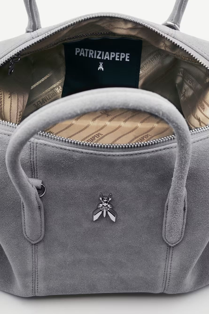 Borsa Bauletto New Business In Suede, Grigio - Patrizia Pepe