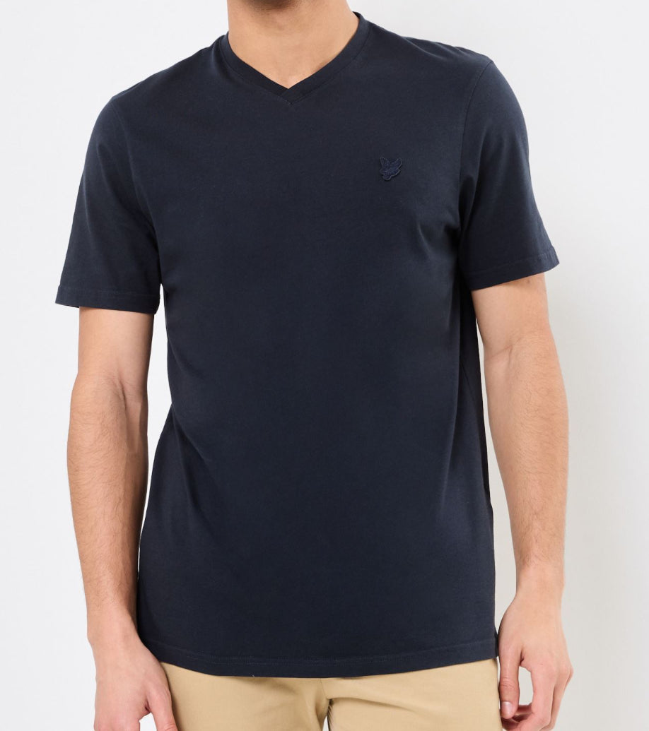 T-shirt Superfine V Neck, Dark Navy - Lyle&Scott