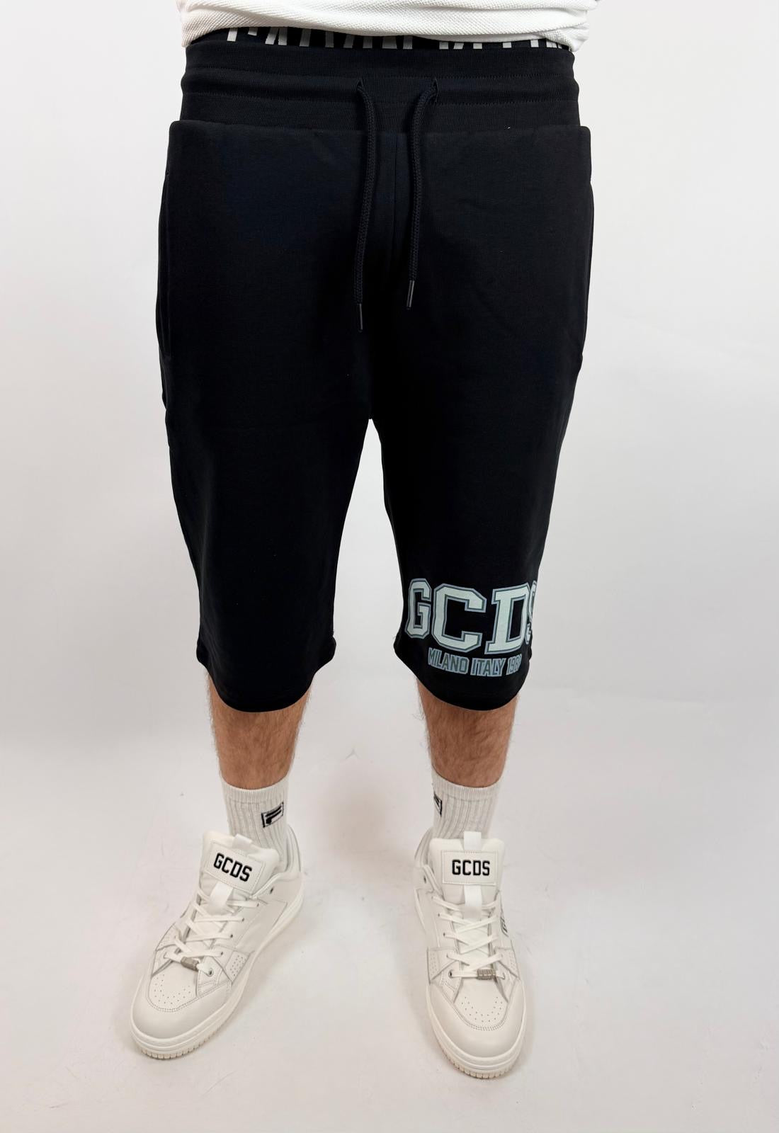 Pantaloncino Logo Essentials, Nero/Verde Acqua - GCDS