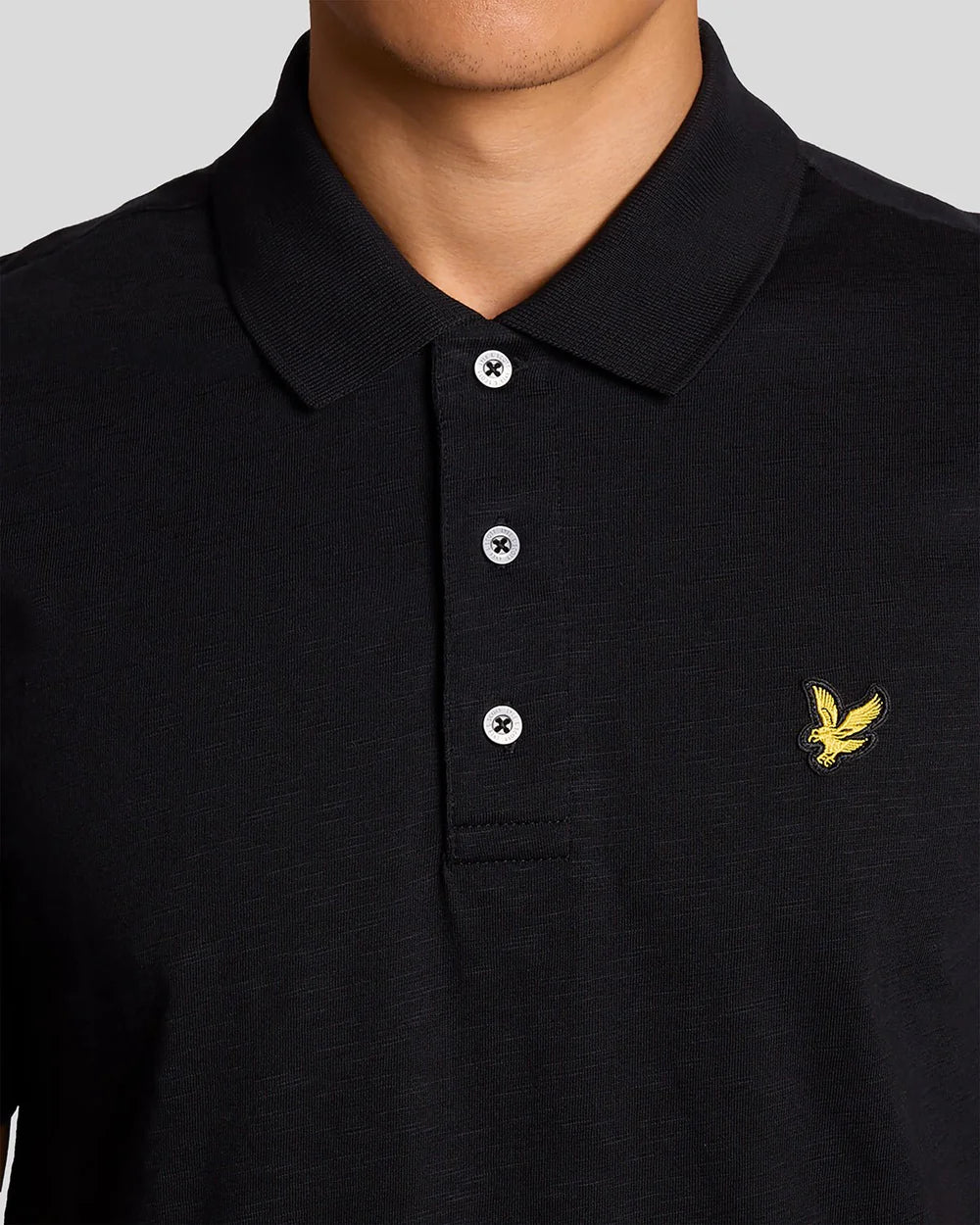Fine Cotton Slub Polo Shirt, Jet Black - Lyle&Scott