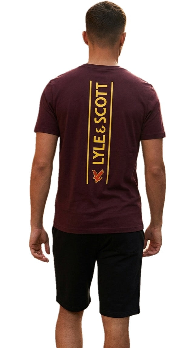 T-shirt Scritta Logo, Bordeaux/Giallo - Lyle&Scott