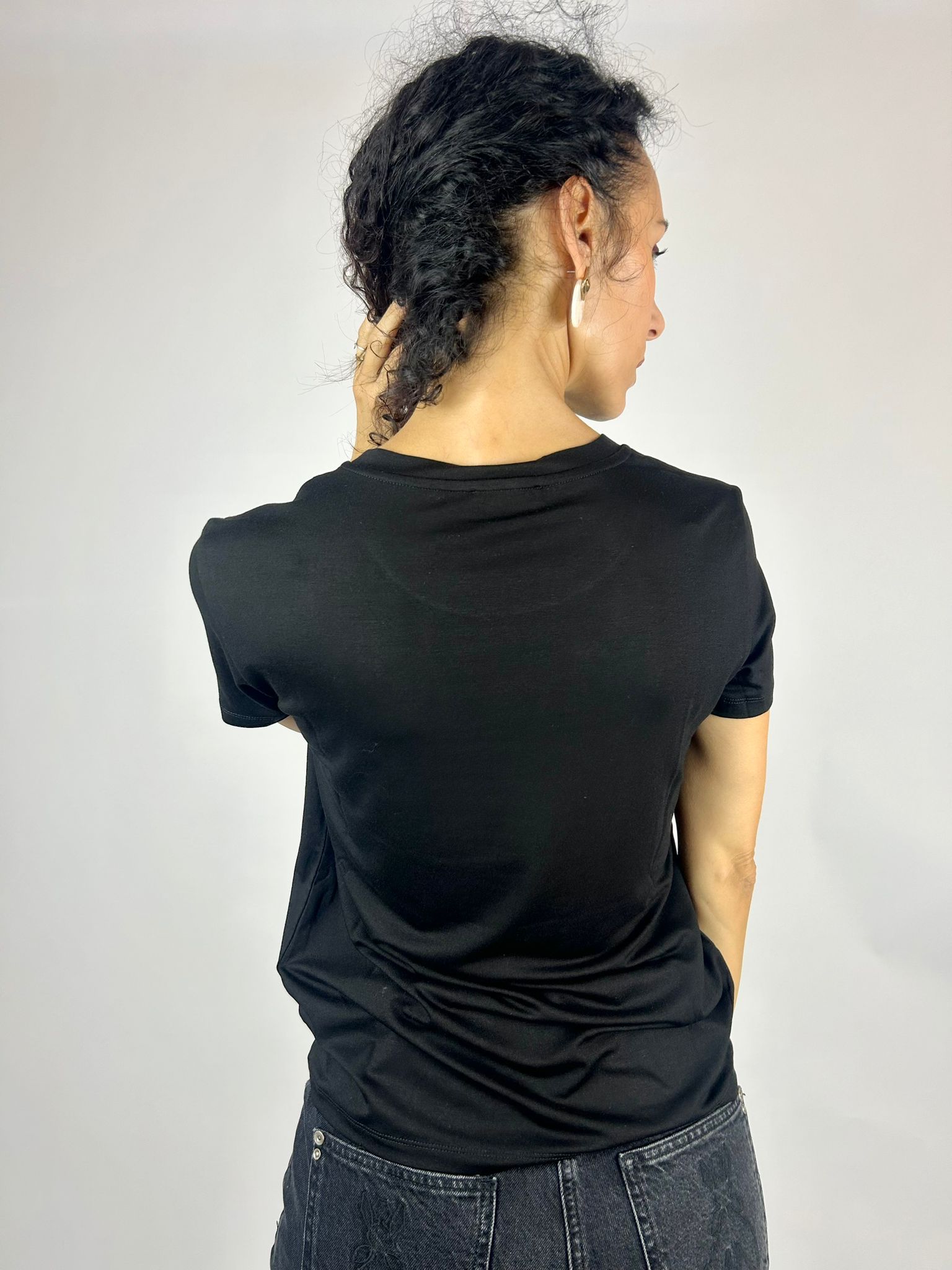 T-shirt Fly Strass, Nero - Patrizia Pepe