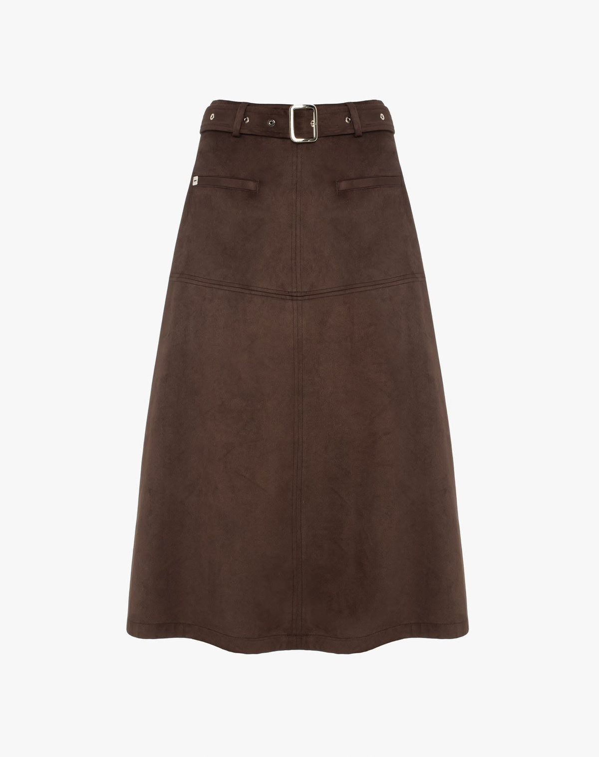 Gonna Midi Effetti Suede, Moro - Manila Grace