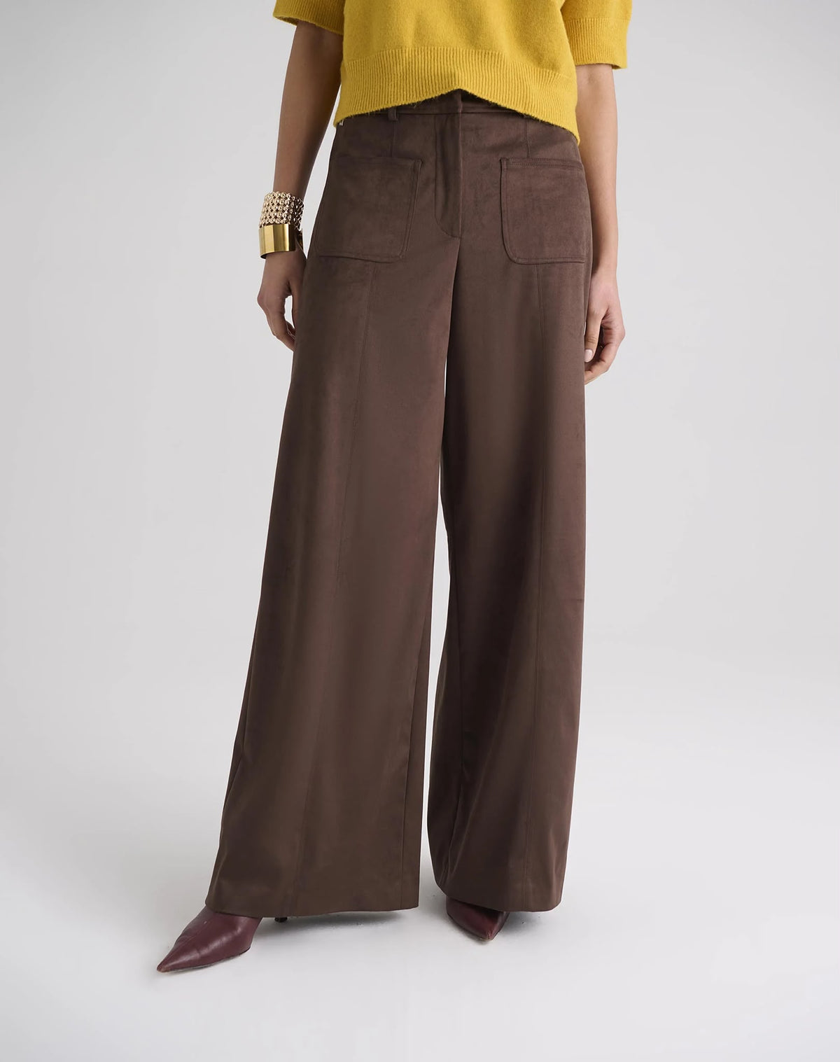 Pantalone Ampio Effetto Suede, Moro - Manila Grace
