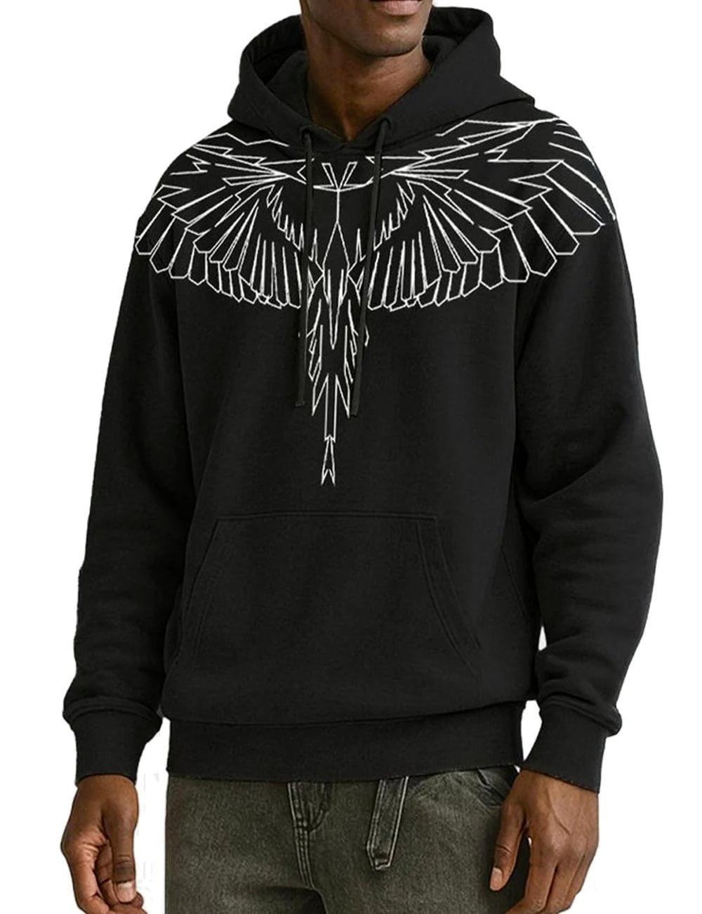 Hoodie Stylized Wings, Jet Black - County Of Milan