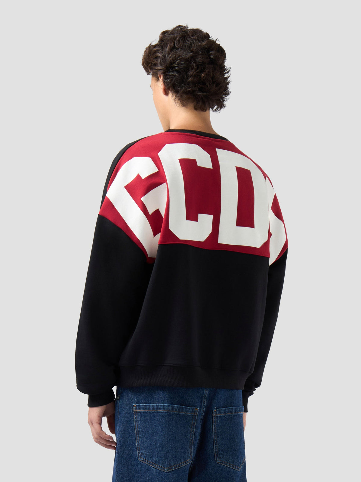 Felpa Girocollo Band Logo Sul Retro, Nero/Rosso - GCDS