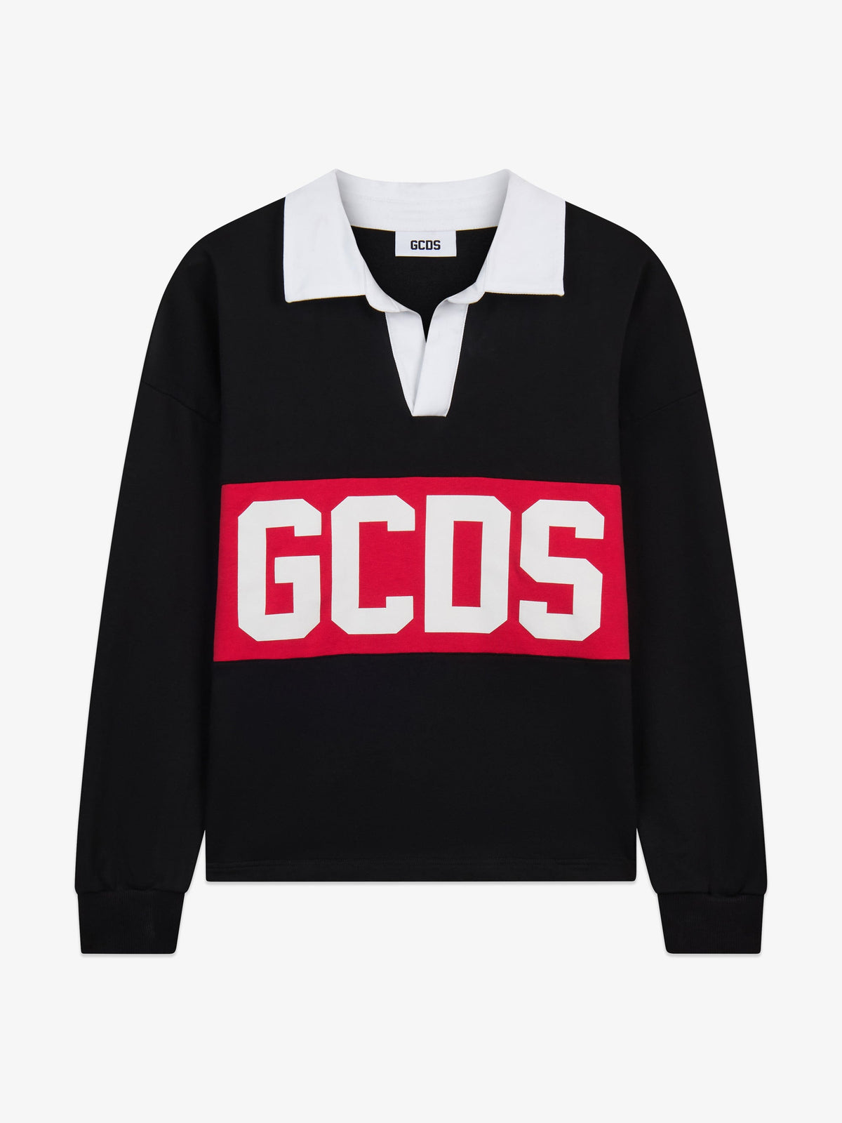 Polo Hoodie Band Logo, Black/Red - GCDS