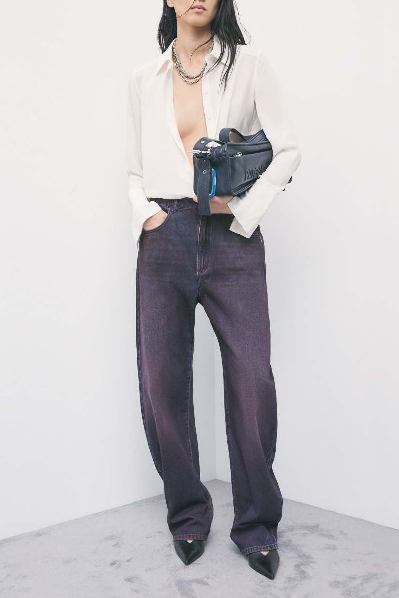 Jeans barrel a vita bassa con effetto spray - Patrizia Pepe